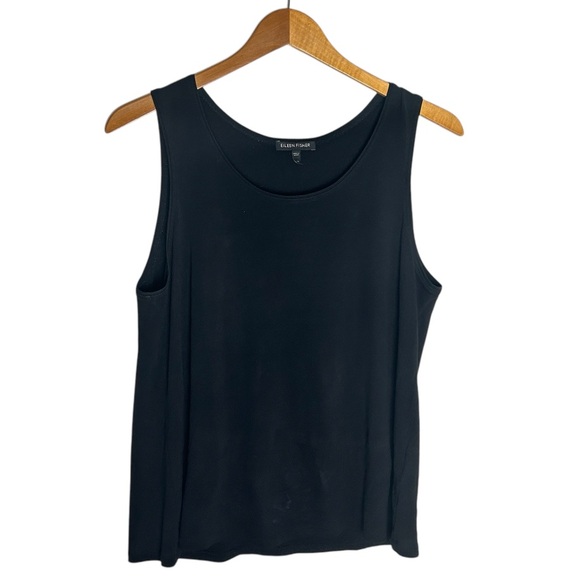 Eileen Fisher Silk Georgette Sleeveless Black Top Size M - Picture 3 of 6